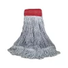 Boardwalk Mop Head, Floor Finish, Wide, Rayon/Polyester, Large, White/Blue, 12/Carton