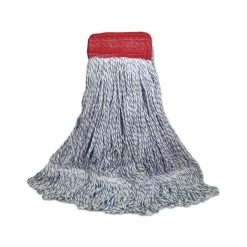 Boardwalk Mop Head, Floor Finish, Wide, Rayon/Polyester, Large, White/Blue, 12/Carton