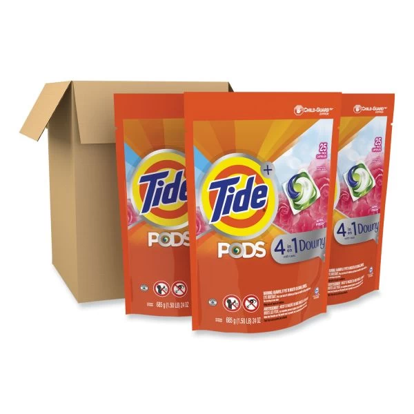 Tide PODS, With Downy, April Fresh Scent, 25 Pods/Pack, 3 Packs/Carton 1 Tide PODS, With Downy, April Fresh Scent, 25 Pods/Pack, 3 Packs/Carton