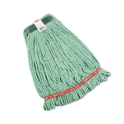 Rubbermaid Commercial Web Foot Wet Mop Heads, Shrinkless, Cotton/Synthetic, Green, Medium