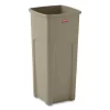 Rubbermaid Commercial Untouchable Square Waste Receptacle, 23 Gal, Plastic, Beige