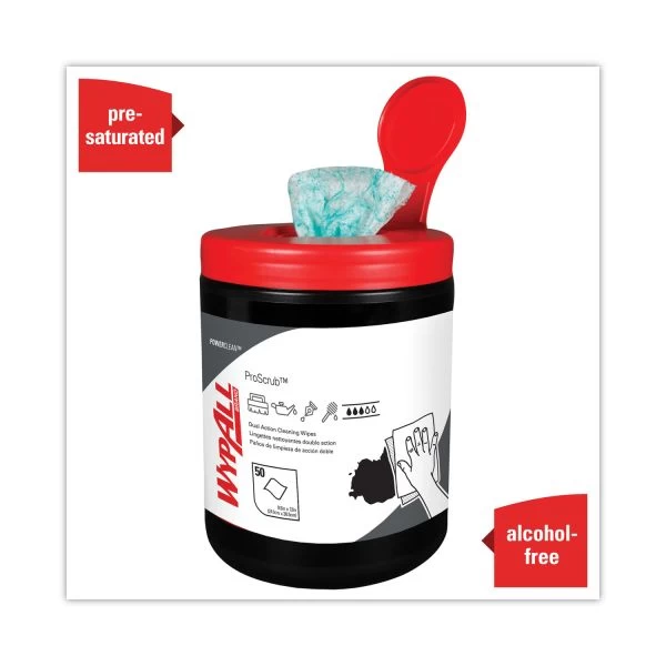 WypAll* Heavy-Duty Waterless Cleaning Wipes, 12 X 12, Green-White, 50/Canister, 8/Ct 5 WypAll* Heavy-Duty Waterless Cleaning Wipes, 12 X 12, Green-White, 50/Canister, 8/Ct - Image 5