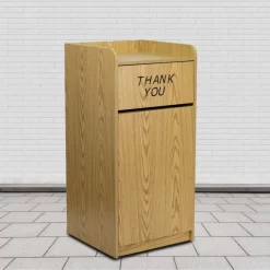 Flash Furniture Wood Tray Top 36 Gallon Trash Can