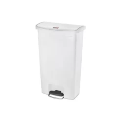 Rubbermaid Commercial Streamline Resin Step-On Container, Front Step Style, 18 Gal, Polyethylene, White