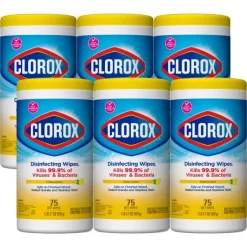 Clorox Disinfecting Wipes, Bleach Free Cleaning Wipes – Crisp Lemon - 75 Count (Pack Of 6)