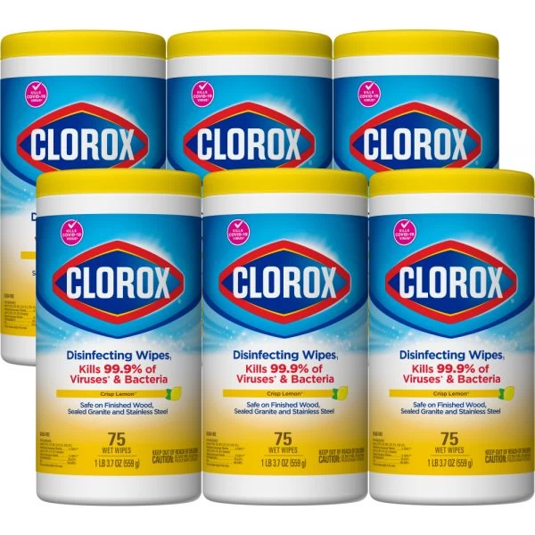 Clorox Disinfecting Wipes, Bleach Free Cleaning Wipes – Crisp Lemon - 75 Count (Pack Of 6) 1 Clorox Disinfecting Wipes, Bleach Free Cleaning Wipes – Crisp Lemon - 75 Count (Pack Of 6)