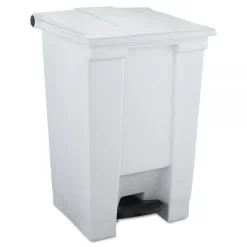 Rubbermaid Commercial Indoor Utility Step-On Waste Container, 12 Gal, Plastic, White