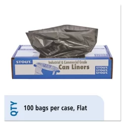 Stout By Envision Total Recycled Content Plastic Trash Bags, 33 Gal, 1.5 Mil, 33" X 40", Brown/Black, 100/Carton