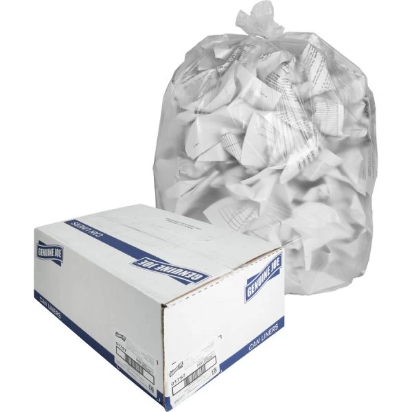 Genuine Joe 33 Gallon Trash Bags, Clear, High-Density, 11 Micron Thickness, 500/Carton 1 Genuine Joe 33 Gallon Trash Bags, Clear, High-Density, 11 Micron Thickness, 500/Carton