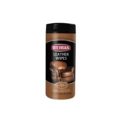 WEIMAN Leather Wipes, 1-Ply, 7 X 8, White, 30/Canister, 4 Canisters/Carton