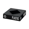 Safco Public Square Recycling Container Lid, Square Opening, 15.25w X 15.25d X 2h, Black
