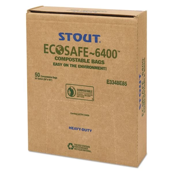 Stout By Envision EcoSafe-6400 Bags, 32 Gal, 0.85 Mil, 33" X 48", Green, 50/Box 6 Stout By Envision EcoSafe-6400 Bags, 32 Gal, 0.85 Mil, 33" X 48", Green, 50/Box - Image 6