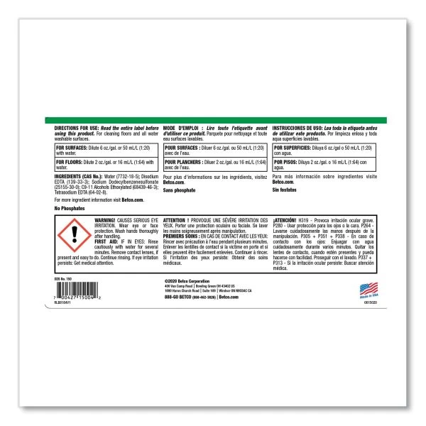 Betco Top Flite All-Purpose Cleaner, Mint Scent, 1 Gal Bottle, 4/Carton 2 Betco Top Flite All-Purpose Cleaner, Mint Scent, 1 Gal Bottle, 4/Carton - Image 2