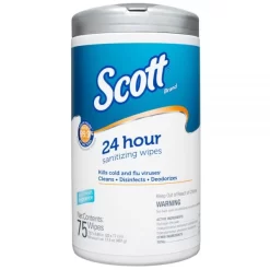 Scott 24-Hour Sanitizing Wipes, White, 75 Sheets Per Pack, Case Of 6 Packs -Professional cleaning tool store 3e80a00fa8256623fecd8796b696f3a68e