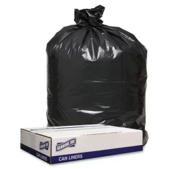 Genuine Joe 56 Gallon Trash Bags, Black, Low-Density, 1.20 Thickness, 100/Carton