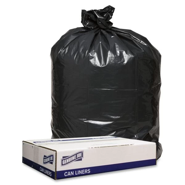 Genuine Joe 56 Gallon Trash Bags, Black, Low-Density, 1.20 Thickness, 100/Carton 1 Genuine Joe 56 Gallon Trash Bags, Black, Low-Density, 1.20 Thickness, 100/Carton