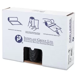 Inteplast Group Low-Density Commercial Can Liners, 60 Gal, 1.4 Mil, 38" X 58", Black, 20 Bags/Roll, 5 Rolls/Carton