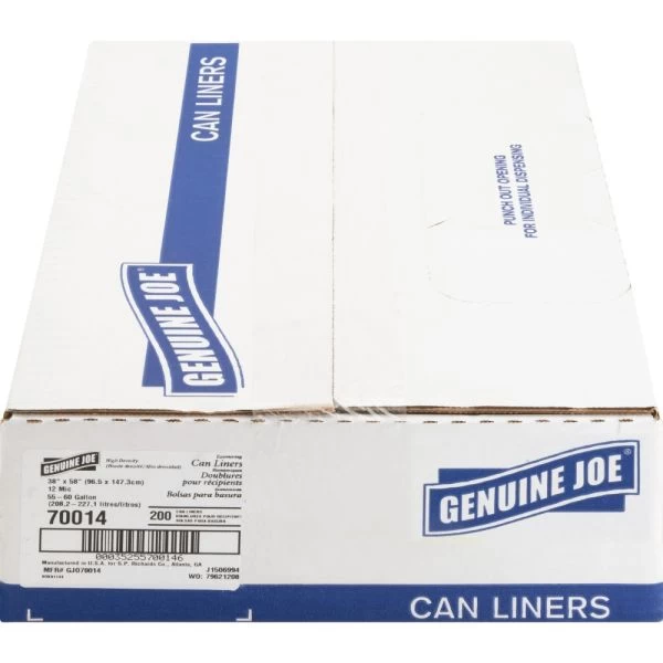 Genuine Joe 60 Gallon Trash Bags, Clear, High-Density, 12 Micron, 200/Carton 3 Genuine Joe 60 Gallon Trash Bags, Clear, High-Density, 12 Micron, 200/Carton - Image 3