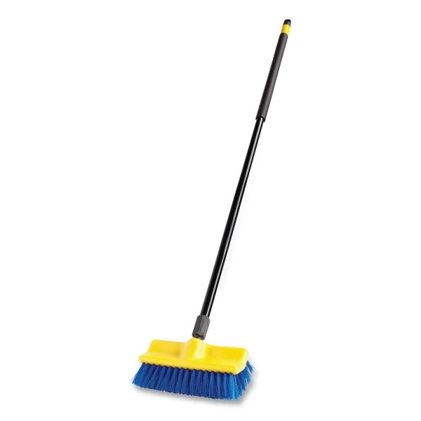 Rubbermaid Commercial Bi-Level Deck Scrub Brush, Blue Polypropylene Bristles, 10" Brush, 10" Plastic Block, Threaded Hole 2 Rubbermaid Commercial Bi-Level Deck Scrub Brush, Blue Polypropylene Bristles, 10" Brush, 10" Plastic Block, Threaded Hole - Image 2
