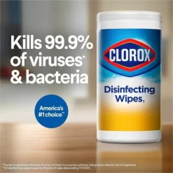 Clorox Disinfecting Wipes, 1-Ply, 7 X 8, Crisp Lemon, White, 35/Canister, 12 Canisters/Carton 13 Clorox Disinfecting Wipes, 1-Ply, 7 X 8, Crisp Lemon, White, 35/Canister, 12 Canisters/Carton -Professional cleaning tool store 47c7b3edbe1c15290d6bbea70bfa7444ec 1