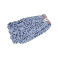 Rubbermaid Commercial Cut-End Blend Mop Head, Cotton/Synthetic, Blue, 20 Oz, 1" Headband, 12/Carton