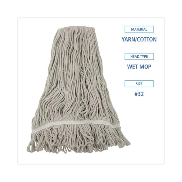 Boardwalk Mop Head, Loop Web/Tailband, Value Standard, Cotton, No. 32, White, 12/Carton 6 Boardwalk Mop Head, Loop Web/Tailband, Value Standard, Cotton, No. 32, White, 12/Carton - Image 6