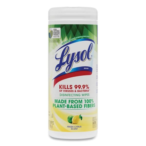 LYSOL Brand Disinfecting Wipes II Fresh Citrus, 1-Ply, 7 X 7.25, White, 30 Wipes/Canister, 12 Canisters/Carton 4 LYSOL Brand Disinfecting Wipes II Fresh Citrus, 1-Ply, 7 X 7.25, White, 30 Wipes/Canister, 12 Canisters/Carton - Image 4