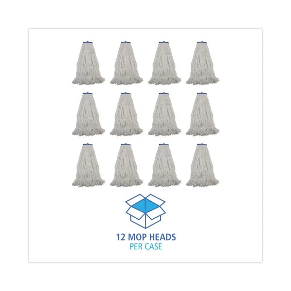 Boardwalk Mop Head, Lie-Flat Head, Rayon Fiber, 24oz, White, 12/Carton 4 Boardwalk Mop Head, Lie-Flat Head, Rayon Fiber, 24oz, White, 12/Carton - Image 4