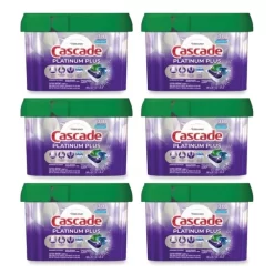 Cascade Platinum Plus ActionPacs Dishwasher Detergent Pods, Fresh Scent, 20.7 Oz Tub, 38/Tub, 6/Carton