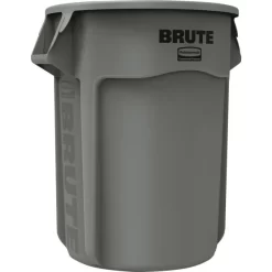 Rubbermaid Commercial Vented Round Brute Container, 55 Gal, Plastic, Gray -Professional cleaning tool store 5464db42fcfac3b495356ed7a5d1a50536