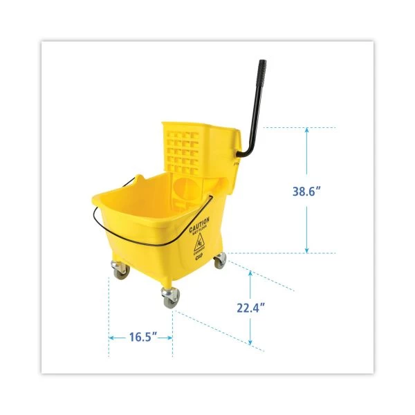 Boardwalk Pro-Pac Side-Squeeze Wringer/Bucket Combo, 8.75 Gal, Yellow/Silver 5 Boardwalk Pro-Pac Side-Squeeze Wringer/Bucket Combo, 8.75 Gal, Yellow/Silver - Image 5