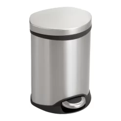 Safco Stainless Steel Step-On Medical Waste Receptacle, 1.5 Gallons, 11" X 9 1/2" X 8", Stainless Steel