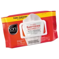 Sani Professional No-Rinse Sanitizing Multi-Surface Wipes, 1-Ply, 8 X 9, Unscented, White, 72 Wipes/Pack, 12 Packs/Carton