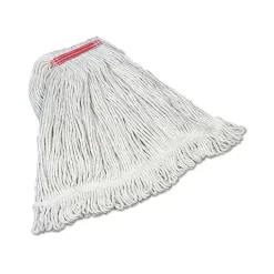 Rubbermaid Commercial Super Stitch Cotton Looped End Wet Mop Head, Large, 1" White Headband