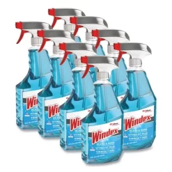 Windex Ammonia-D Glass Cleaner, Fresh, 32 Oz Spray Bottle, 8/Carton