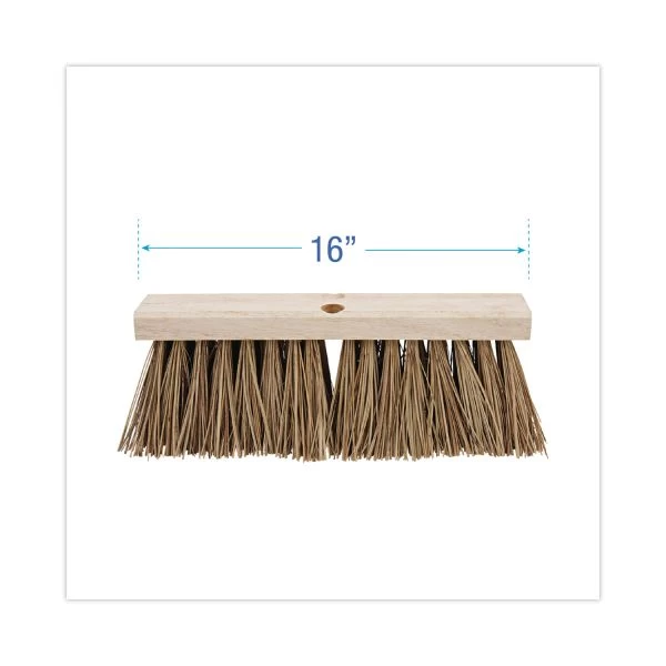 Boardwalk Street Broom Head, 6.25" Brown Palmyra Fiber Bristles, 16" Brush 3 Boardwalk Street Broom Head, 6.25" Brown Palmyra Fiber Bristles, 16" Brush - Image 3
