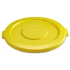 Rubbermaid Commercial BRUTE Self-Draining Flat Top Lids For 32 Gal Round BRUTE Containers, 22.25" Diameter, Yellow