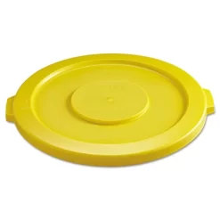 Rubbermaid Commercial BRUTE Self-Draining Flat Top Lids For 32 Gal Round BRUTE Containers, 22.25" Diameter, Yellow