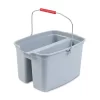 Rubbermaid Commercial 19 Quart Double Utility Pail, Plastic, Gray, 18 X 14.5 X 10