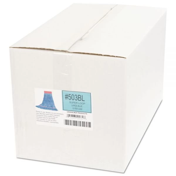 Boardwalk Super Loop Wet Mop Head, Cotton/Synthetic Fiber, 5" Headband, Large Size, Blue, 12/Carton 6 Boardwalk Super Loop Wet Mop Head, Cotton/Synthetic Fiber, 5" Headband, Large Size, Blue, 12/Carton - Image 6