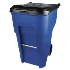 Rubbermaid Commercial Brute Rollout Container, Square, Plastic, 95 Gal, Blue