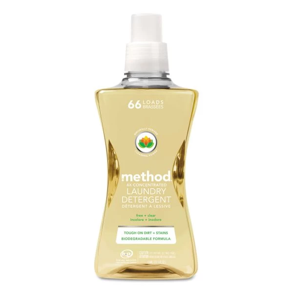 Method 4X Concentrated Laundry Detergent, Free And Clear, 53.5 Oz Bottle, 4/Carton 1 Method 4X Concentrated Laundry Detergent, Free And Clear, 53.5 Oz Bottle, 4/Carton