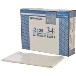 Skilcraft Heavy Duty 34 Gallon Trash Bags, Clear, Low-Density, 1.25 Mil, 32" X 44", 125/Box -Professional cleaning tool store 5e5d5fb82dab3e98e981245a727e5fa81e