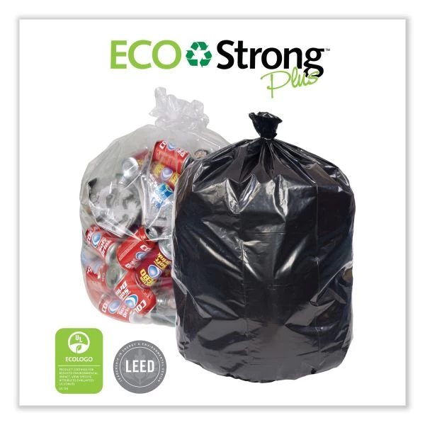 Eco Strong Plus Can Liners, 40 Gal, 1.35 Mil, 40 X 46 Black, 100/Carton 2 Eco Strong Plus Can Liners, 40 Gal, 1.35 Mil, 40 X 46 Black, 100/Carton - Image 2