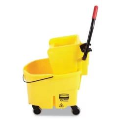 Rubbermaid Commercial WaveBrake 2.0 Bucket/Wringer Combos, Side-Press, 26 Qt, Plastic, Yellow