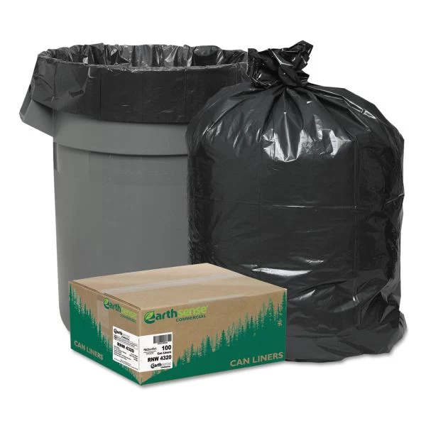 Earthsense Commercial Linear Low Density Recycled Can Liners, 56 Gal, 2 Mil, 43" X 47", Black, 10 Bags/Roll, 10 Rolls/Carton 1 Earthsense Commercial Linear Low Density Recycled Can Liners, 56 Gal, 2 Mil, 43" X 47", Black, 10 Bags/Roll, 10 Rolls/Carton