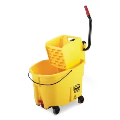 Rubbermaid Commercial WaveBrake 2.0 Bucket/Wringer Combos, Side-Press, 26 Qt, Plastic, Yellow -Professional cleaning tool store 679d4ef63684070851fe63839659808a3f