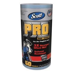 Scott Pro Shop Towels, Heavy Duty, 1-Ply, 10.4 X 11, Blue, 12 Rolls/Carton