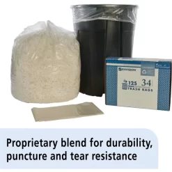 Skilcraft Heavy Duty 34 Gallon Trash Bags, Clear, Low-Density, 1.25 Mil, 32" X 44", 125/Box -Professional cleaning tool store 6bc1ebd50e911026b10156cf1d4a46bef7