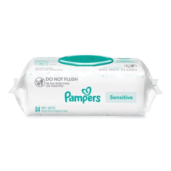 Pampers® Pampers Sensitive Baby Wipes, 1-Ply, 6.7 X 7, Unscented, White, 84/Pack, 7/Carton 2 Pampers® Pampers Sensitive Baby Wipes, 1-Ply, 6.7 X 7, Unscented, White, 84/Pack, 7/Carton - Image 2